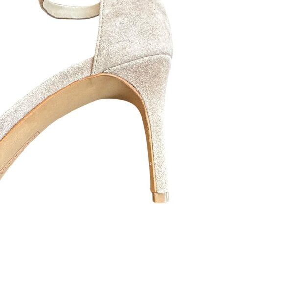 Vince Camuto Nude Suede Heels 3.5โ Studded Ankle Strap Sandals Size 38 / US 8M - Picture 7 of 12